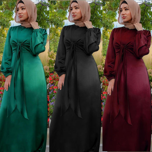 Kaftan Dubai Abaya Turkey Muslim Women Hijab Satin Dress Islam Caftan Marocain Dresses Vestidos