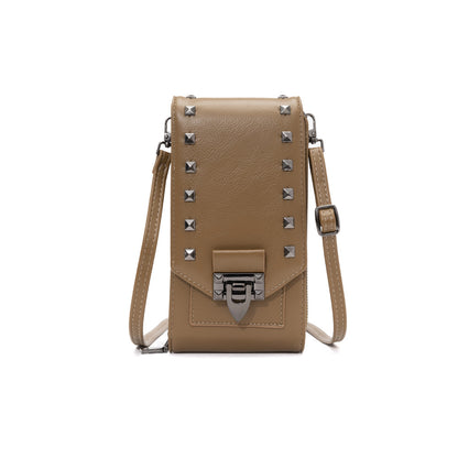Rivet Design Shoulder Bags Mobile Phone Handbag Solid Color Crossbody Bags Women