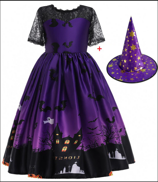 Halloween Princess Dress Halloween Printed Mesh